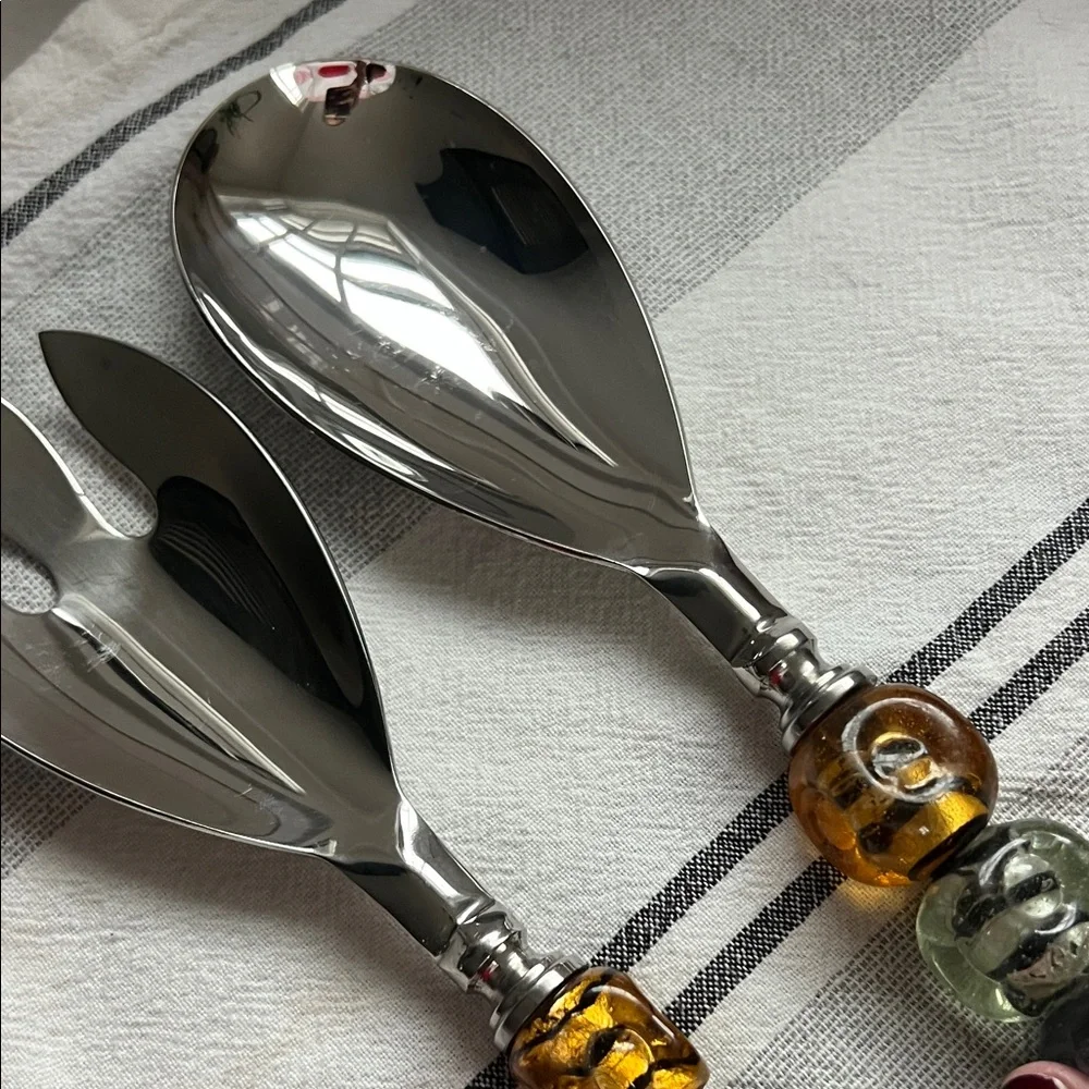 Colorful Beaded Handle Salad Servers